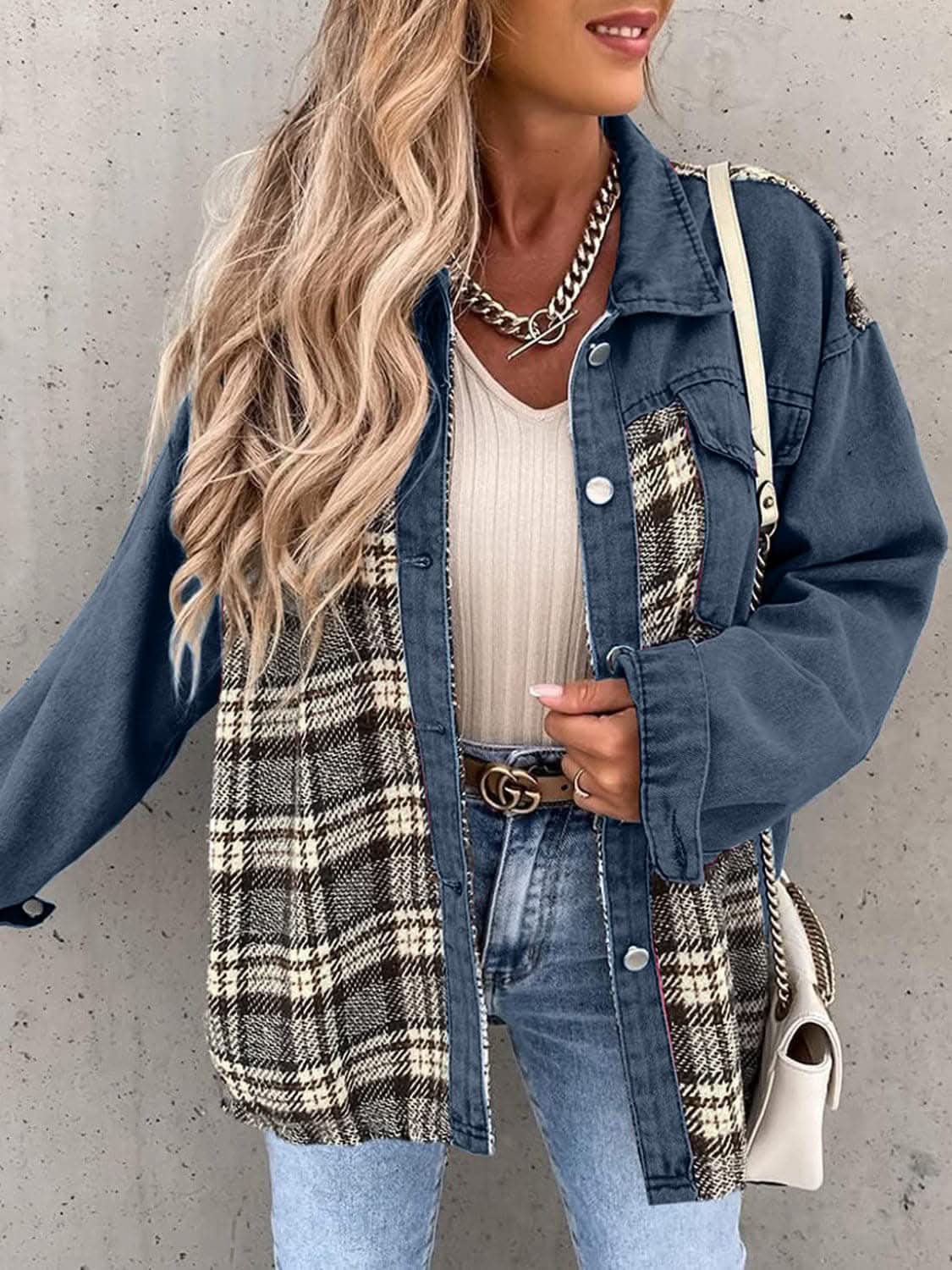 Plaid Oversized Cotton Jacket - Love Salve 