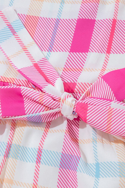 Plaid Tie-Front Dress Short Sleeve for Effortless Style 