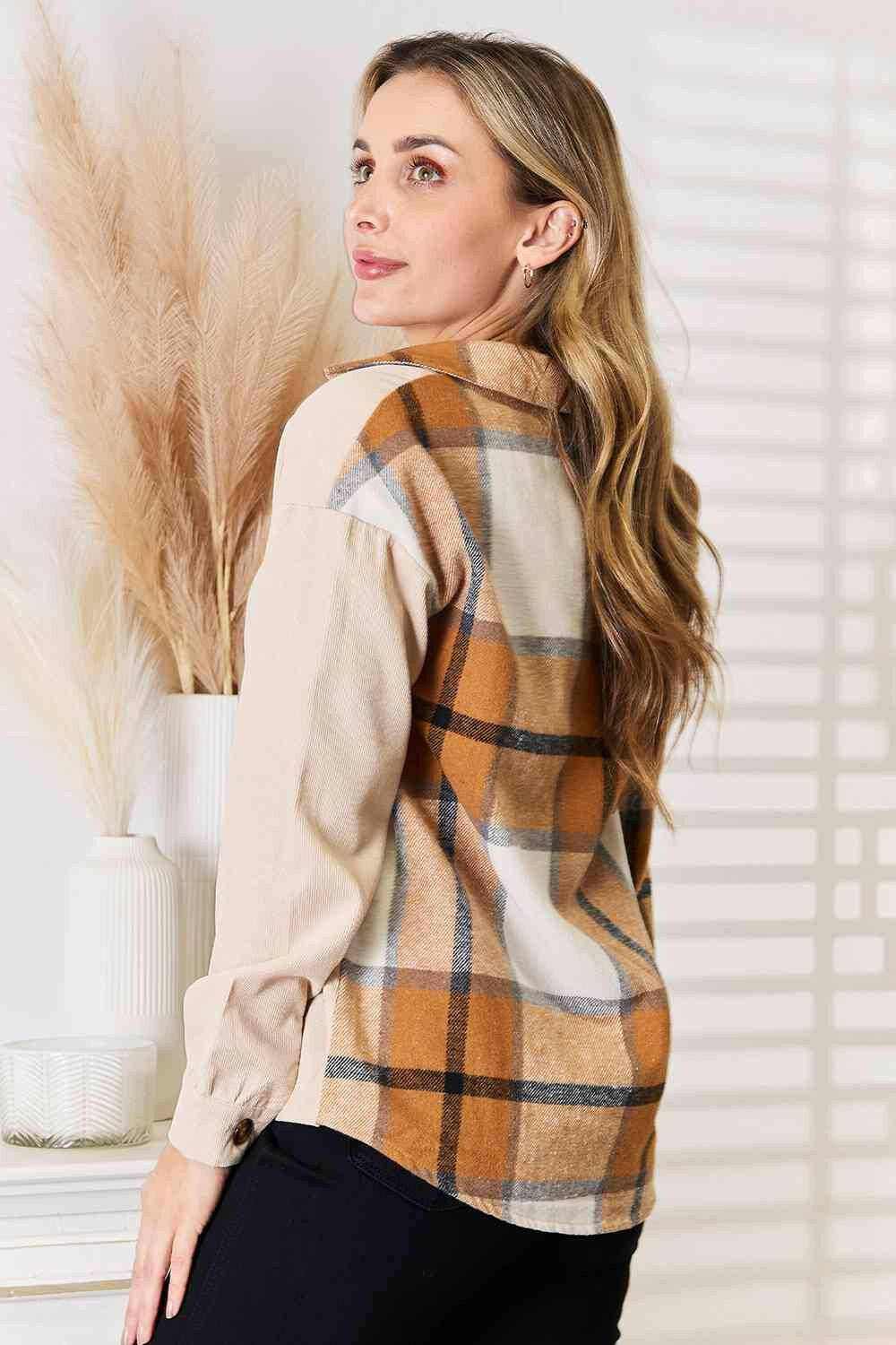 Plaid dropped shoulder shirt - chic style - Love Salve 
