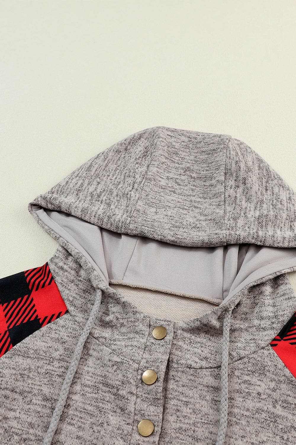 Plaid half snap hoodie for comfort - Love Salve 