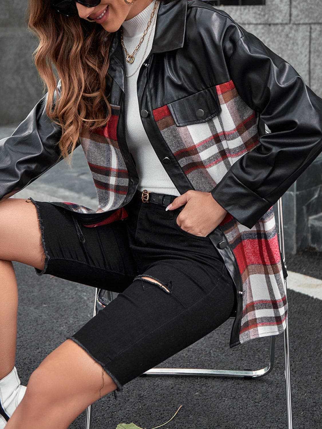 Plaid oversized jacket - dropped shoulders - Love Salve 