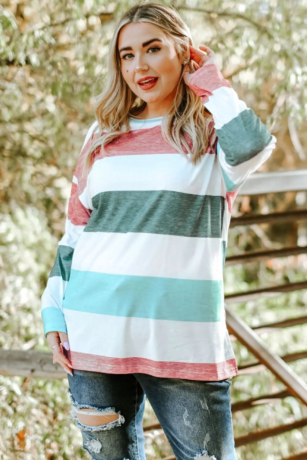 Plus Size Colorblock Pullover - Love Salve 
