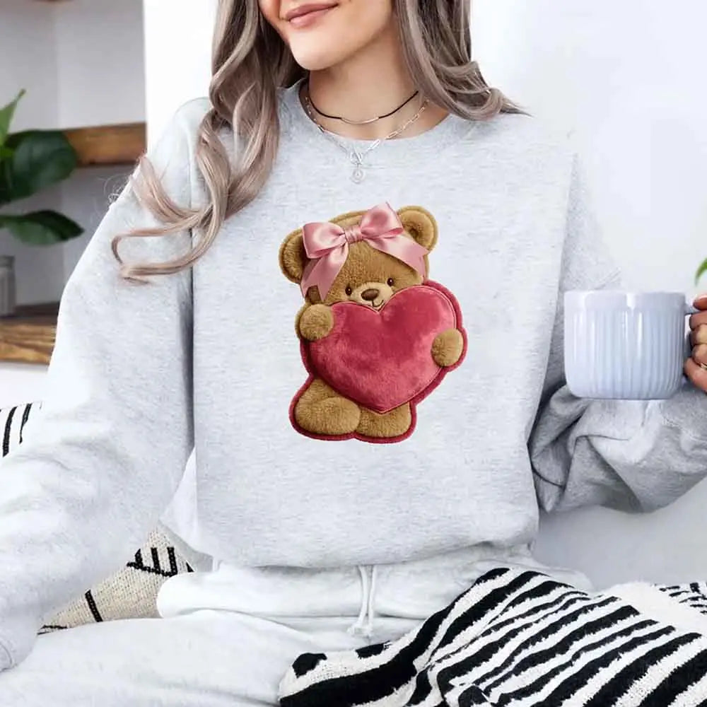 Plush Teddy Valentine Sweatshirt – Furry Look 3D Print Sweater Adorb Custom Tees