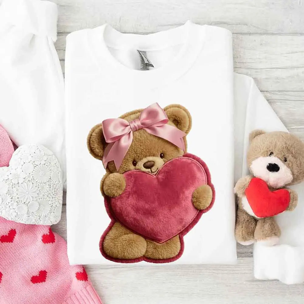 Plush Teddy Valentine Sweatshirt – Furry Look 3D Print Sweater Adorb Custom Tees