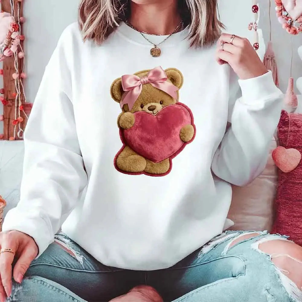 Plush Teddy Valentine Sweatshirt – Furry Look 3D Print Sweater Adorb Custom Tees
