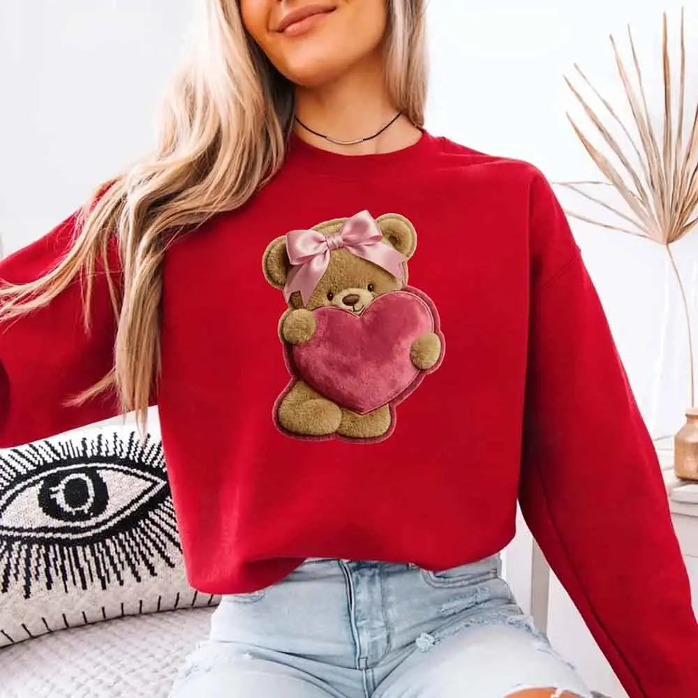 Plush Teddy Valentine Sweatshirt – Furry Look 3D Print Sweater Adorb Custom Tees