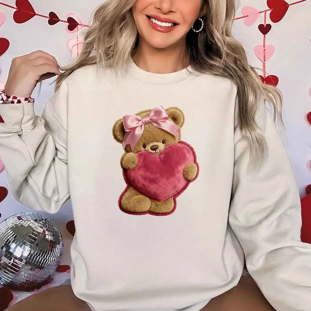 Plush Teddy Valentine Sweatshirt – Furry Look 3D Print Sweater Adorb Custom Tees