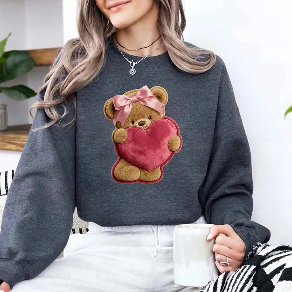 Plush Teddy Valentine Sweatshirt – Furry Look 3D Print Sweater Adorb Custom Tees