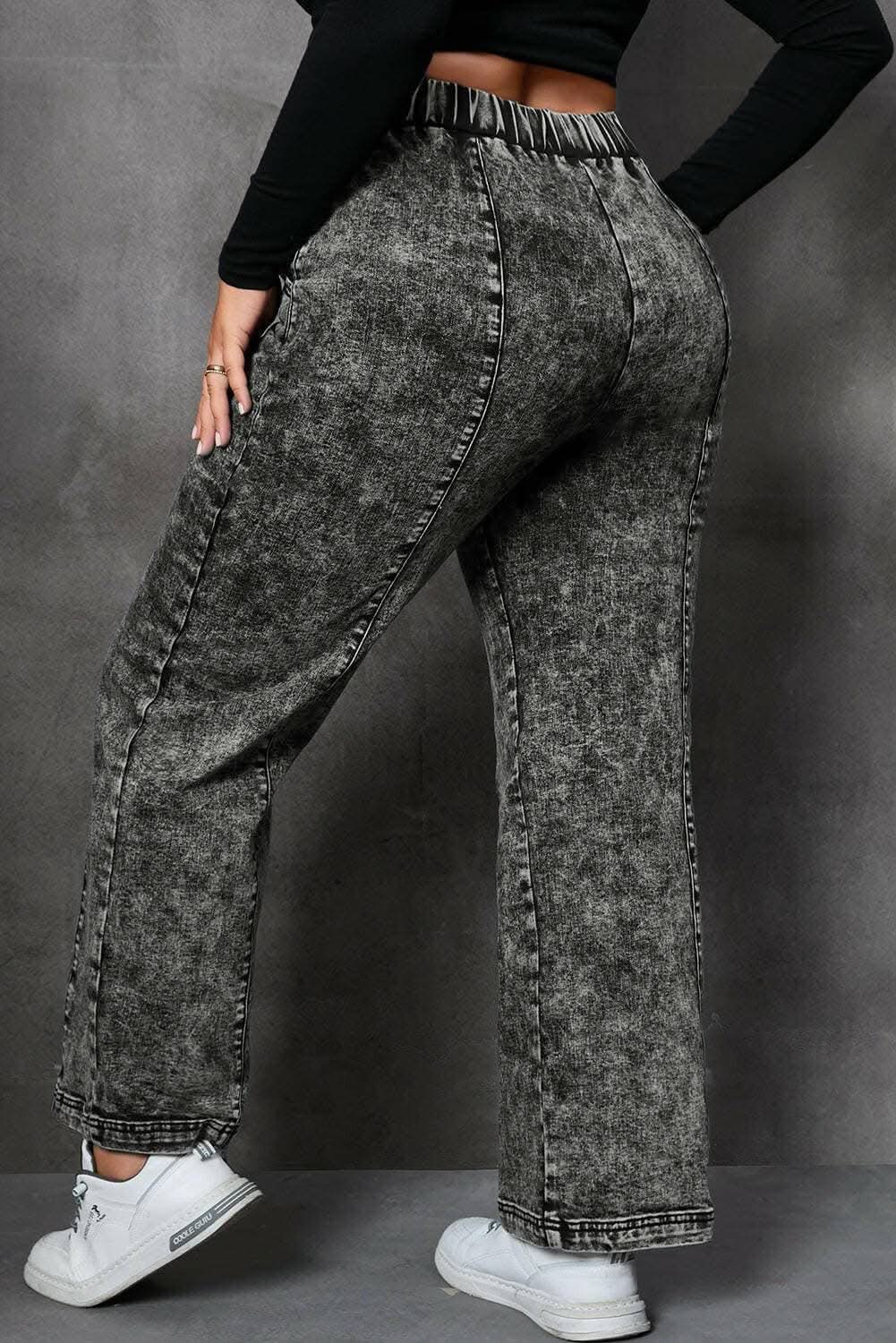 Plus size adjustable drawstring jeans - Love Salve 