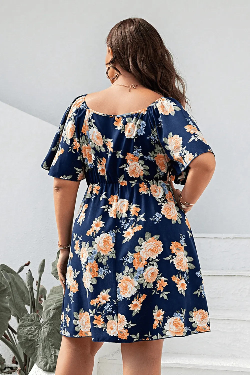 Plus size floral mini dress - Love Salve 
