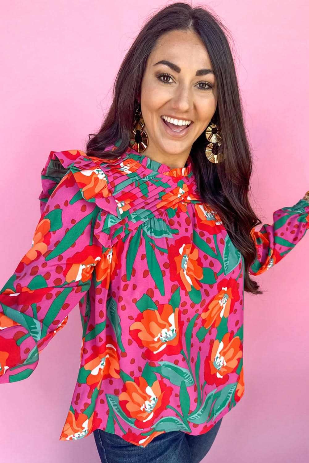 Plus size floral ruffle blouse - Love Salve 