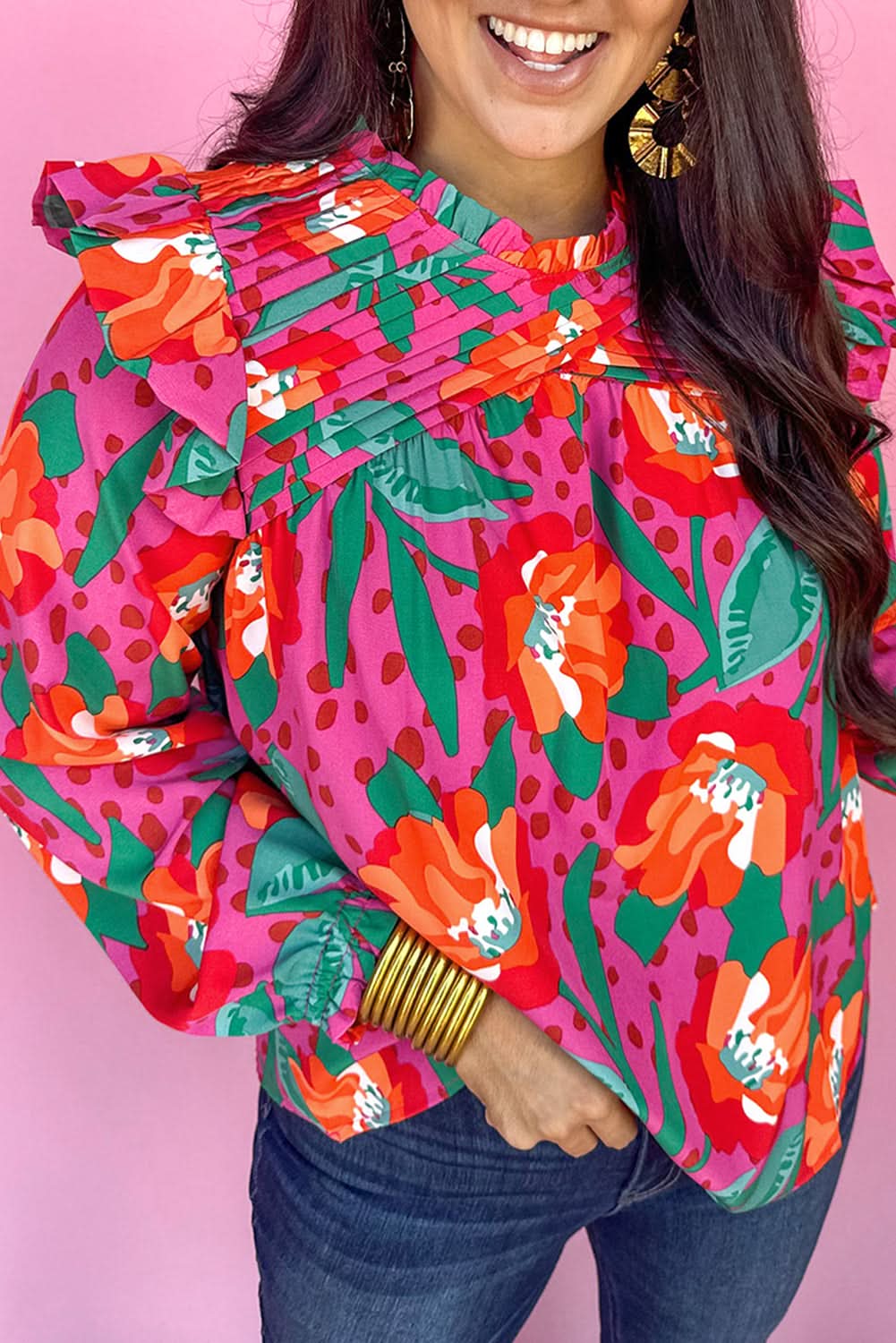 Plus size floral ruffle blouse - Love Salve 