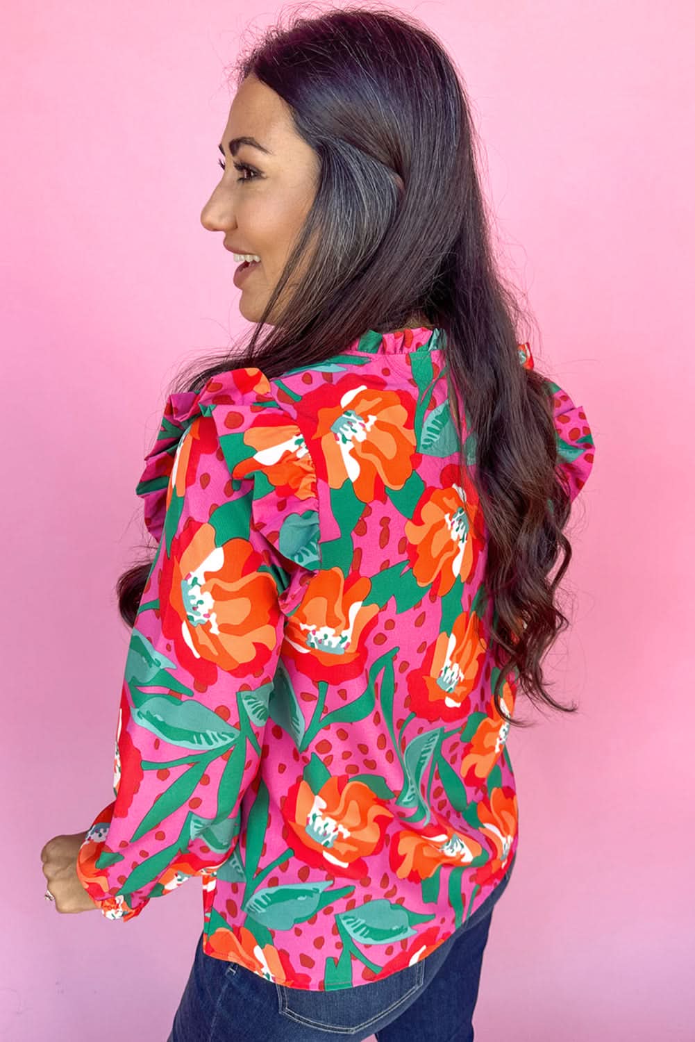 Plus size floral ruffle blouse - Love Salve 