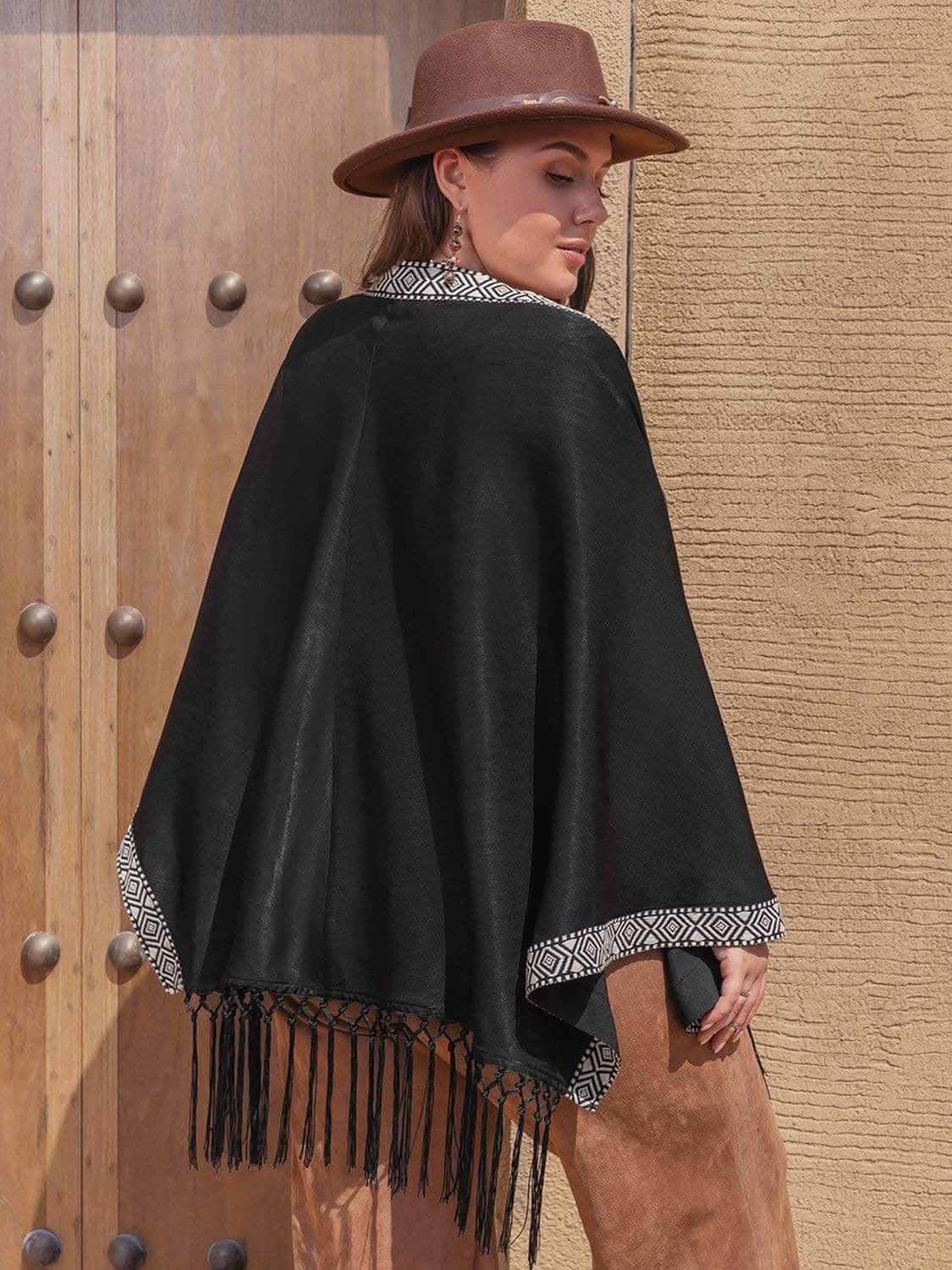 Plus size geometric fringe cardigan - Love Salve 