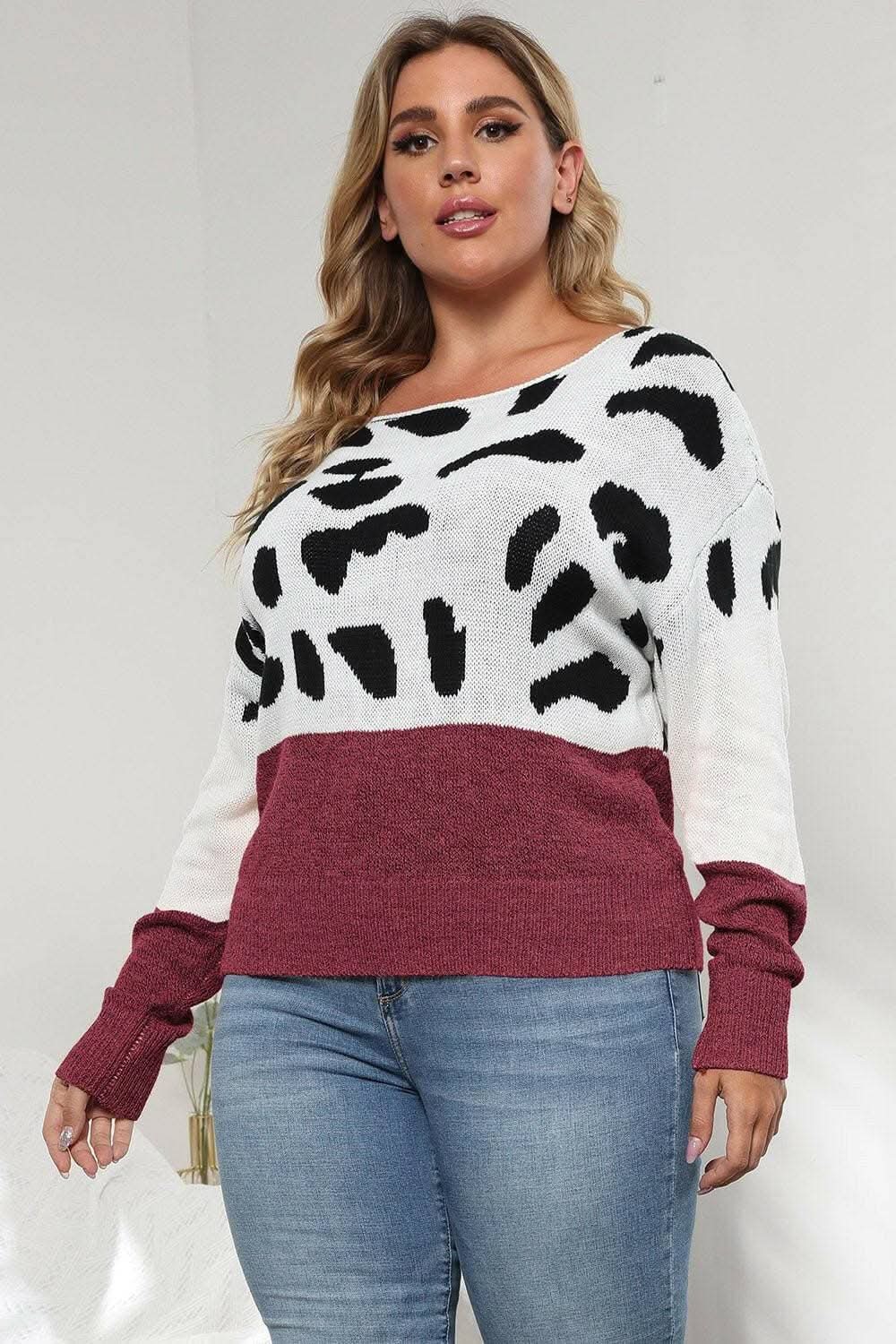 Plus size leopard print sweater - Love Salve 