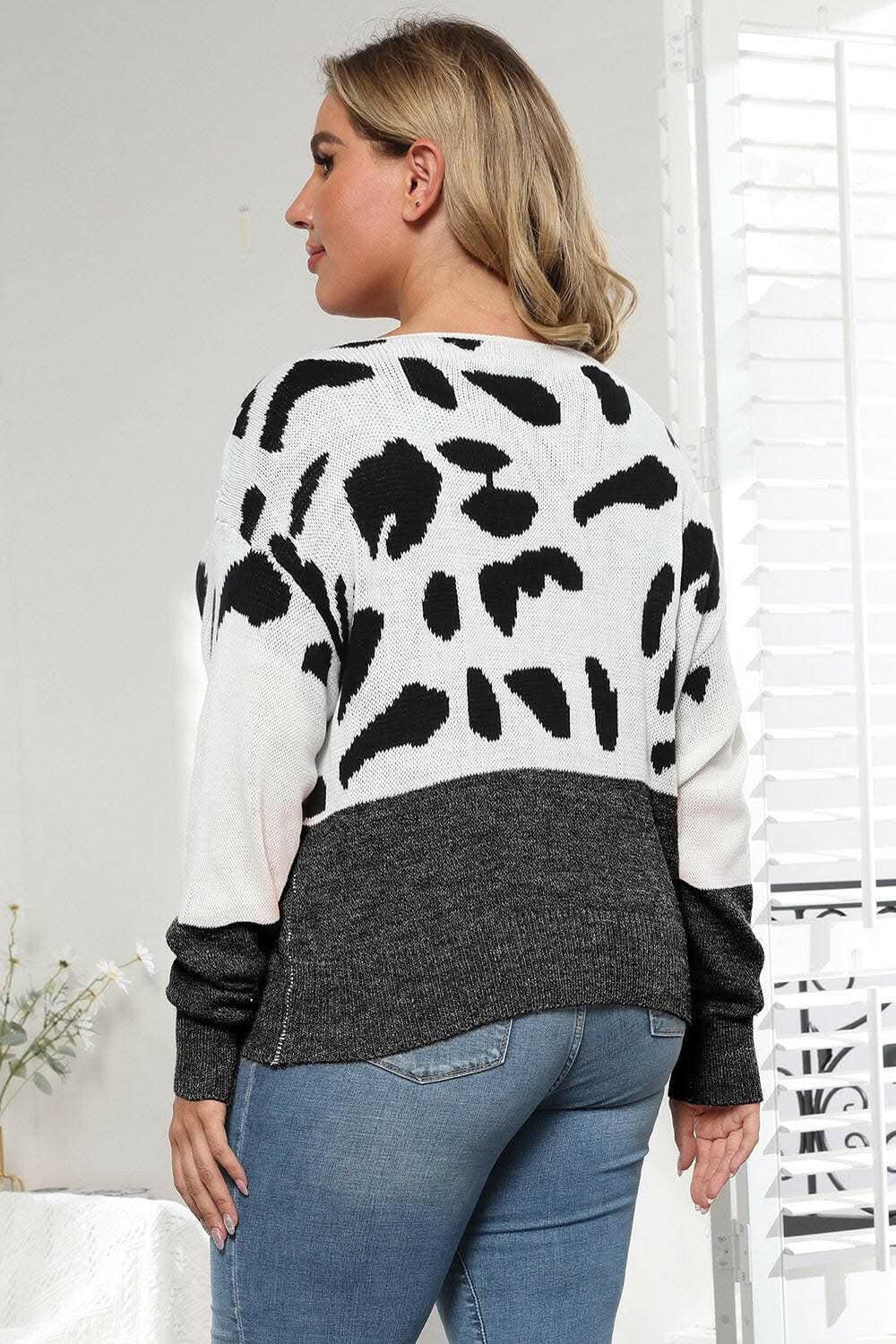 Plus size leopard print sweater - Love Salve 