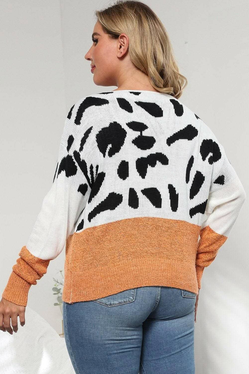 Plus size leopard print sweater - Love Salve 