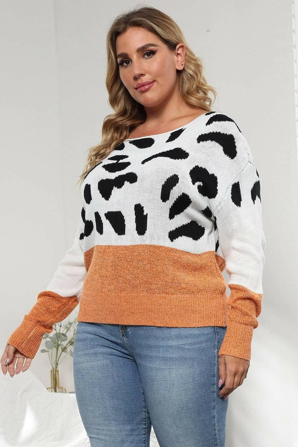 Plus size leopard print sweater - Love Salve 