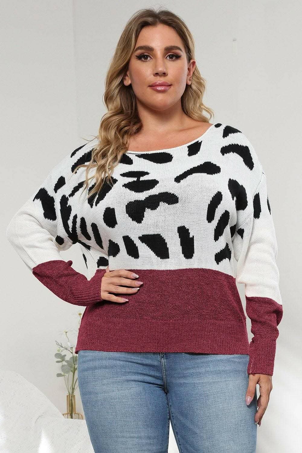 Plus size leopard print sweater - Love Salve 