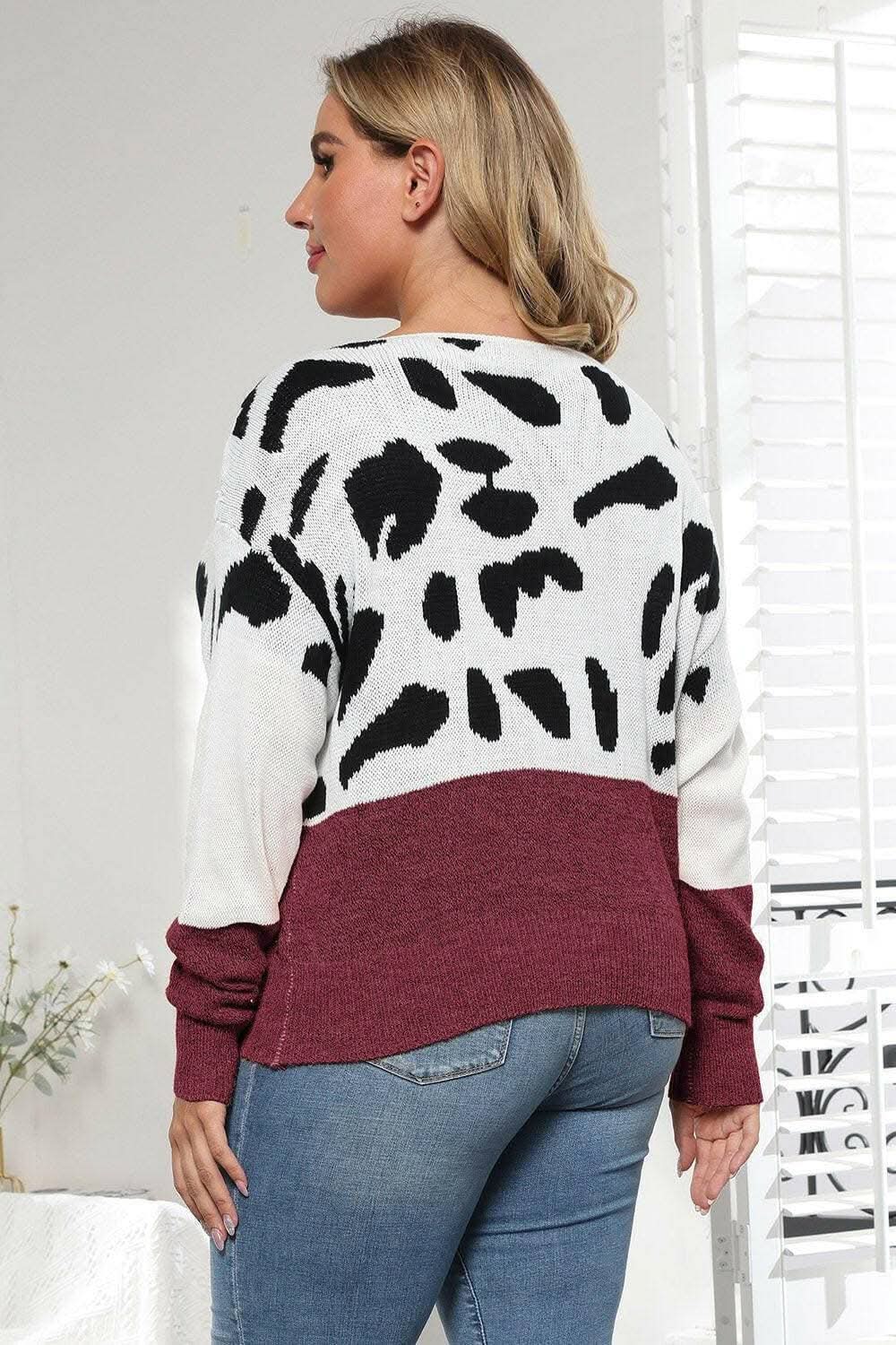Plus size leopard print sweater - Love Salve 
