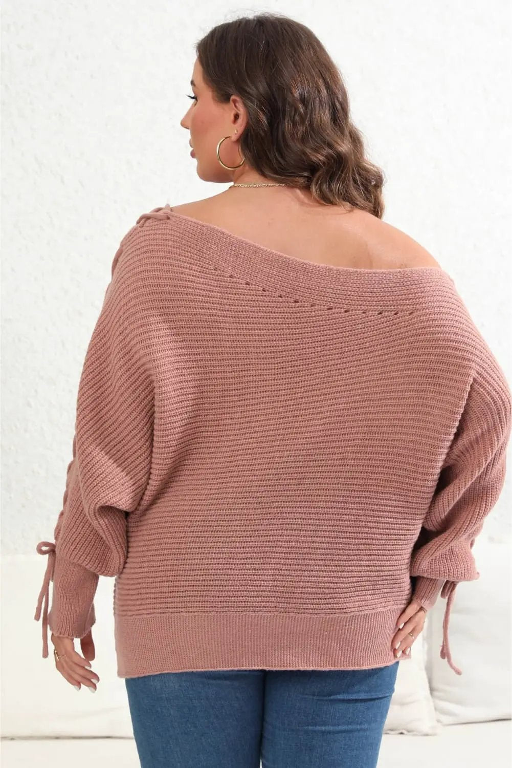 Plus size one shoulder beaded sweater - Love Salve 