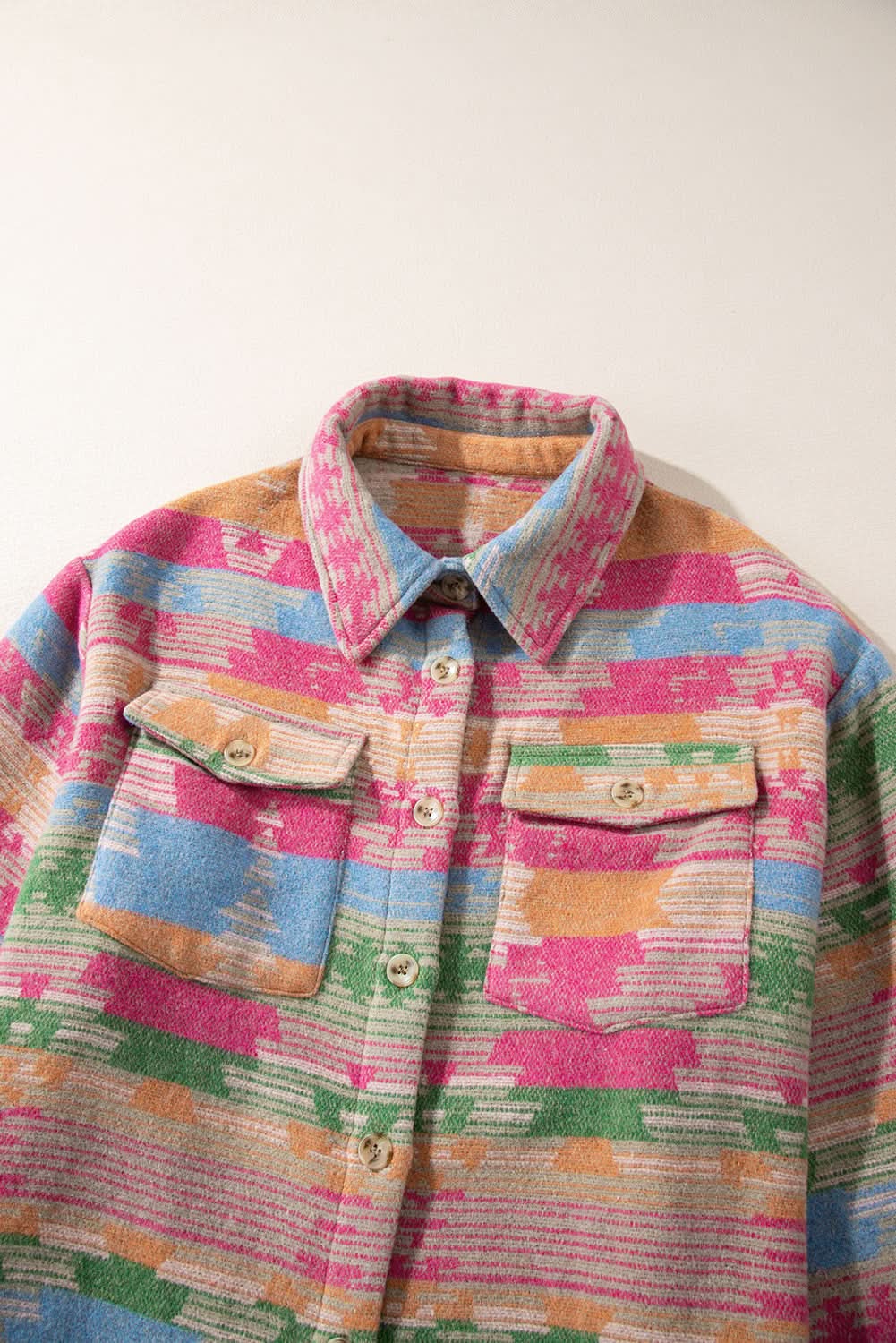 Plus size pink aztec shacket - Love Salve 