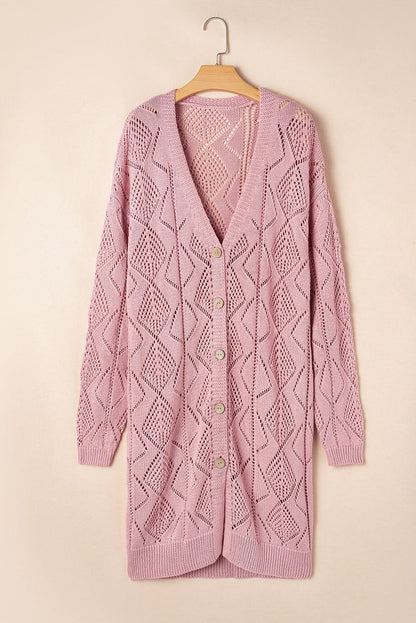 Plus size pink open knit cardigan - Love Salve 