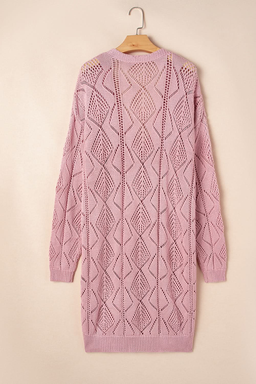 Plus size pink open knit cardigan - Love Salve 