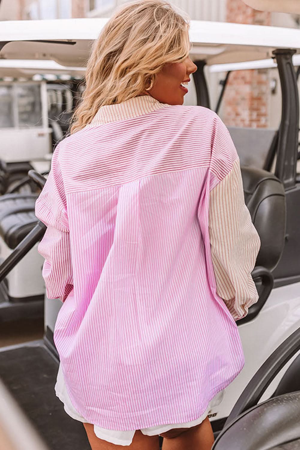 Plus size pink striped shirt - Love Salve 