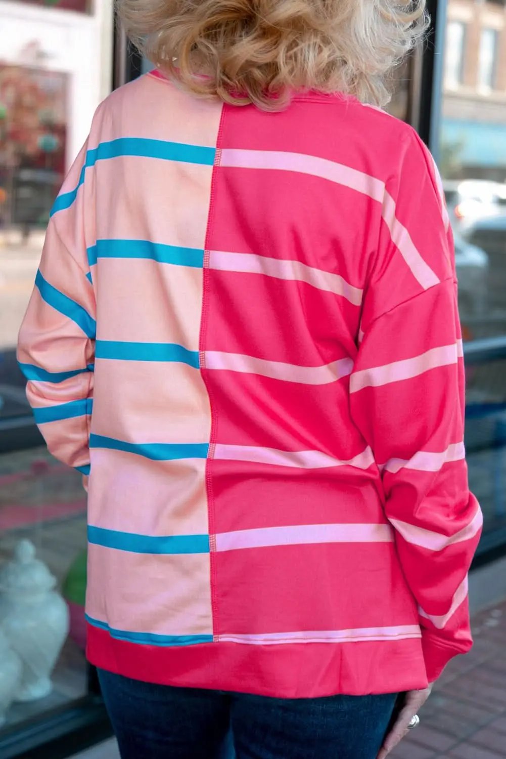 Plus size rose stripe tee - Love Salve 