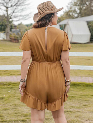 Plus size ruffled short romper - Love Salve 
