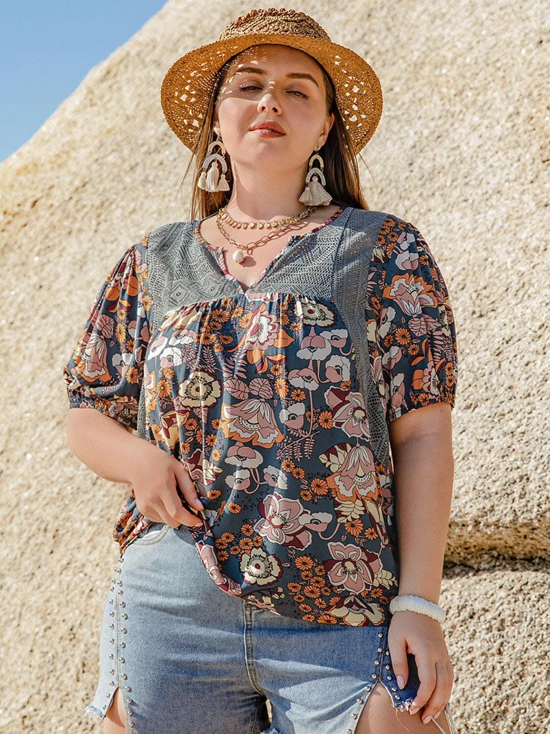 Plus size semi-sheer blouse - Love Salve 