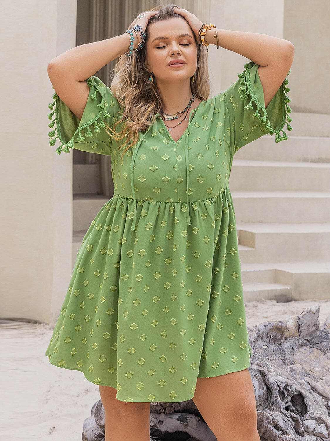 Plus size tassel mini dress - Love Salve 