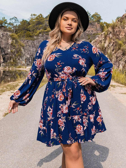 Plus size v-neck long sleeve dress - Love Salve 
