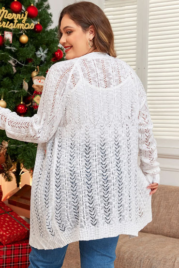 Plus size white open cardigan - Love Salve 
