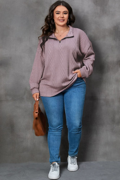Plus size zip neck pullover 