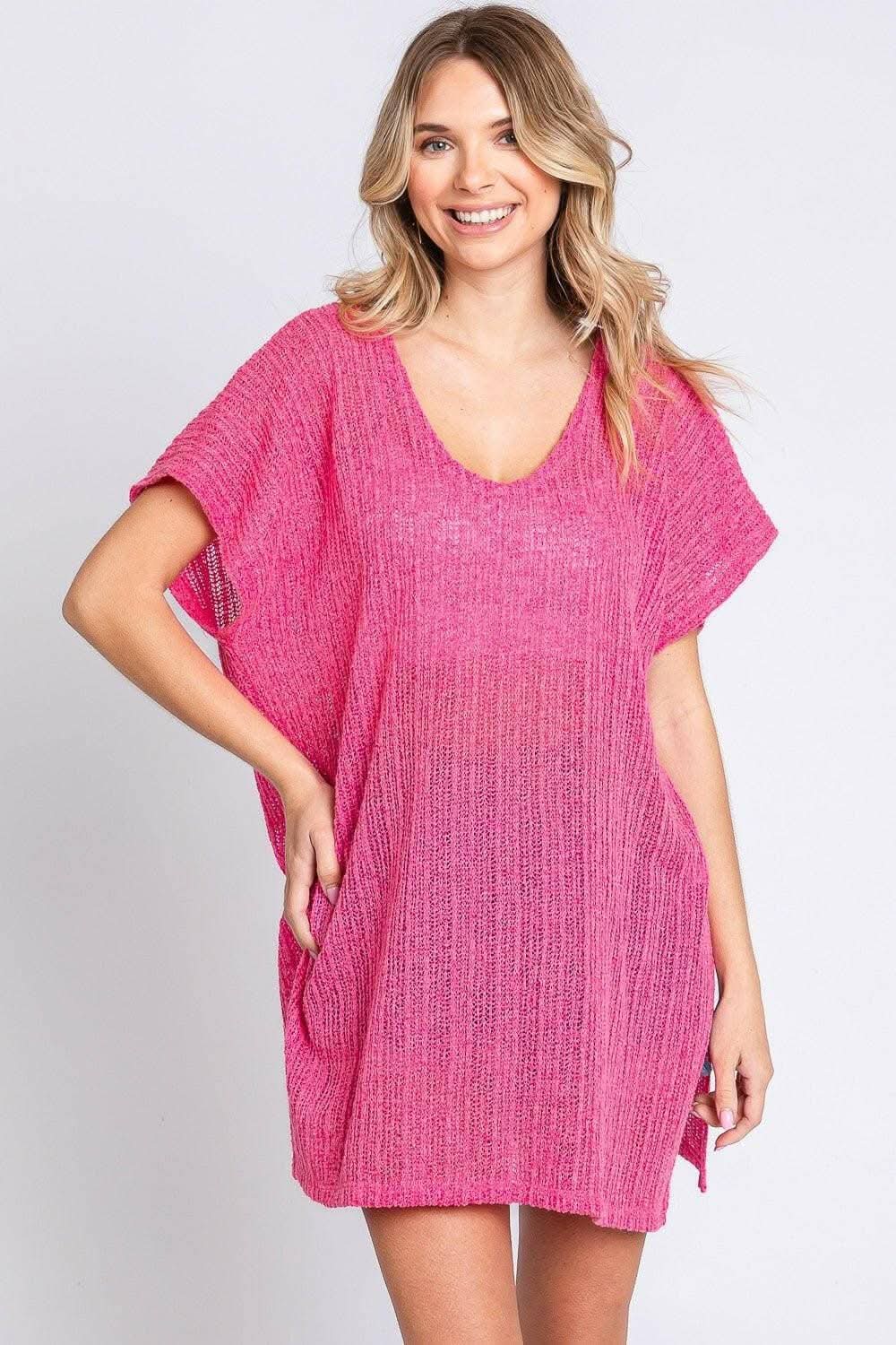 Poolside Paradise Knit Cover-Up with Side Slits 