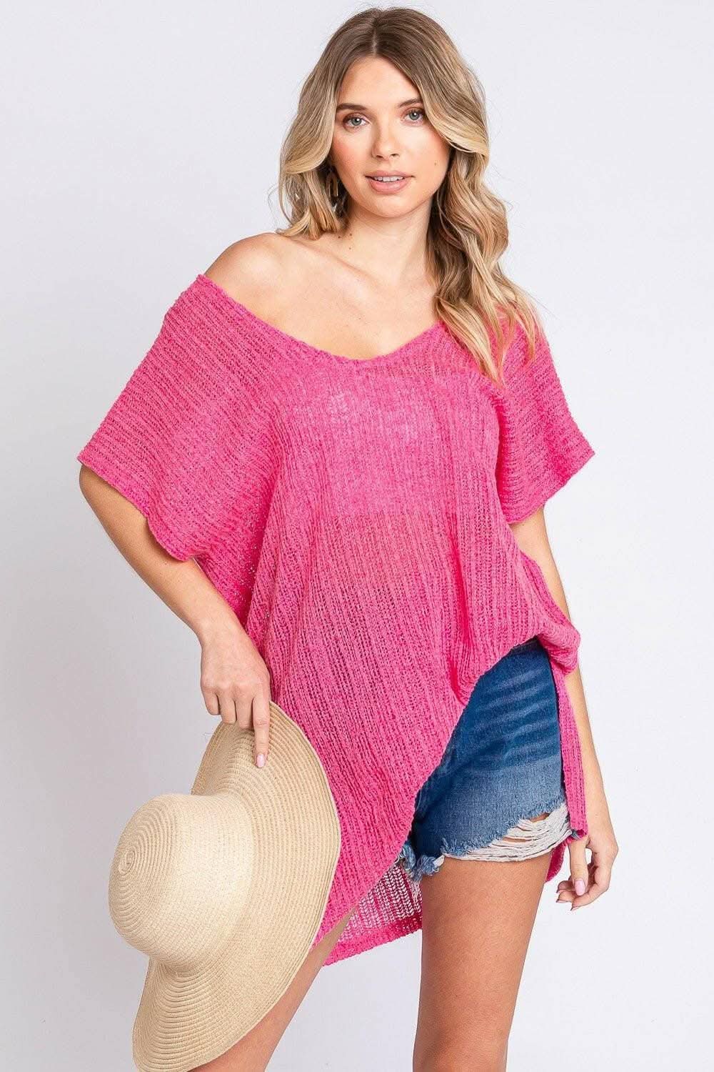Poolside Paradise Knit Cover-Up with Side Slits 