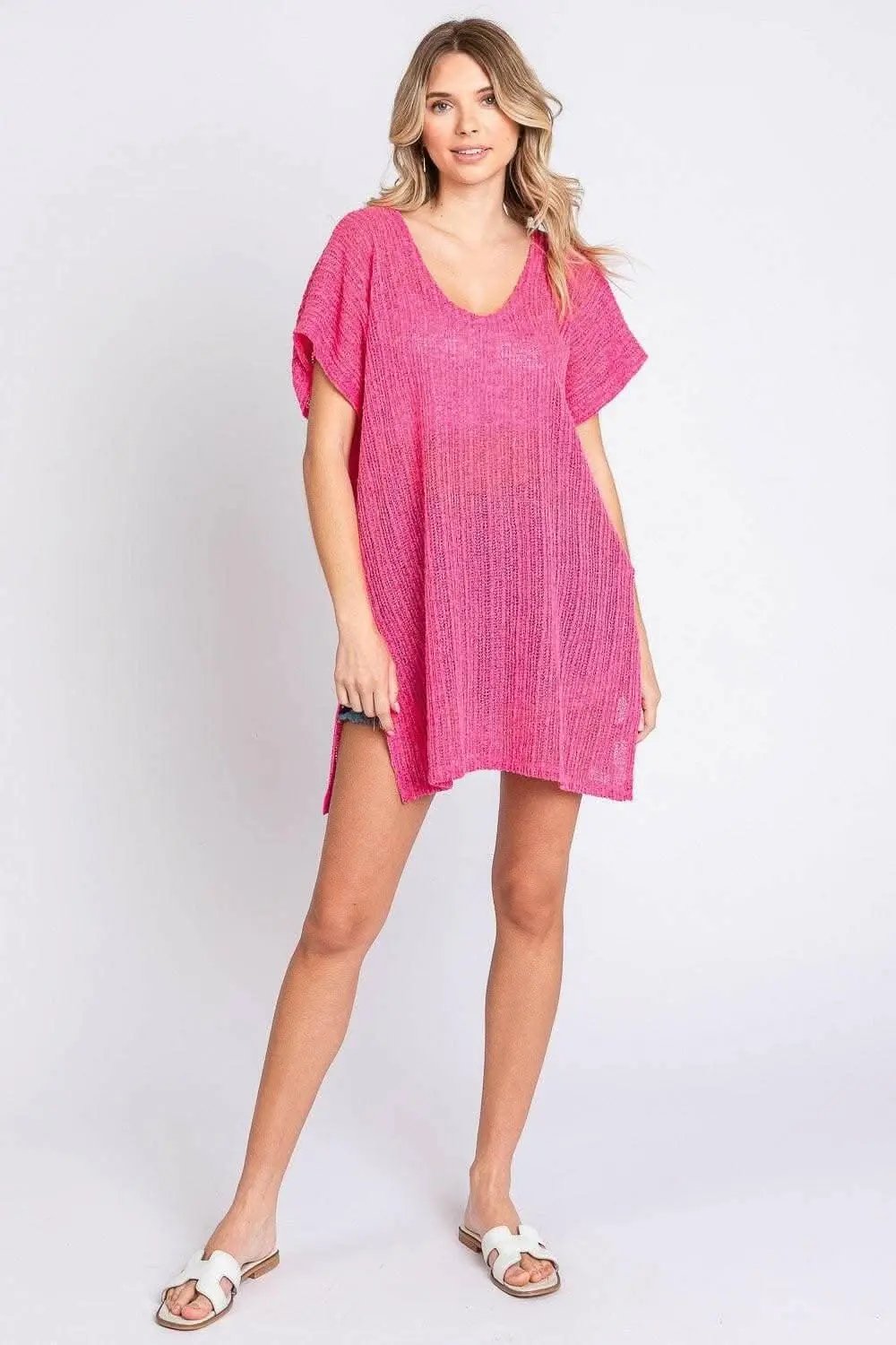 Poolside Paradise Knit Cover-Up with Side Slits - Love Salve 