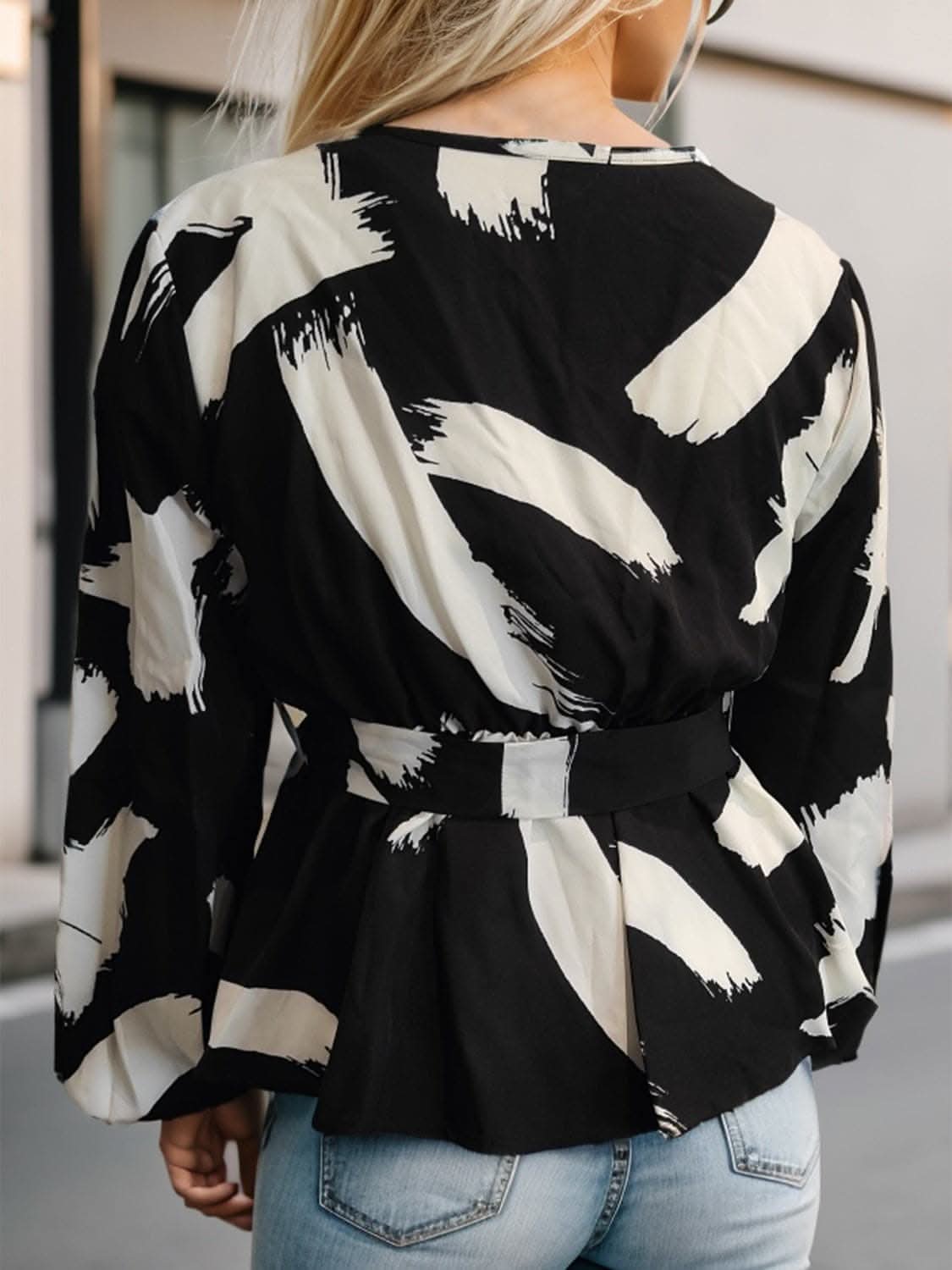 Printed lace tie front cardigan 