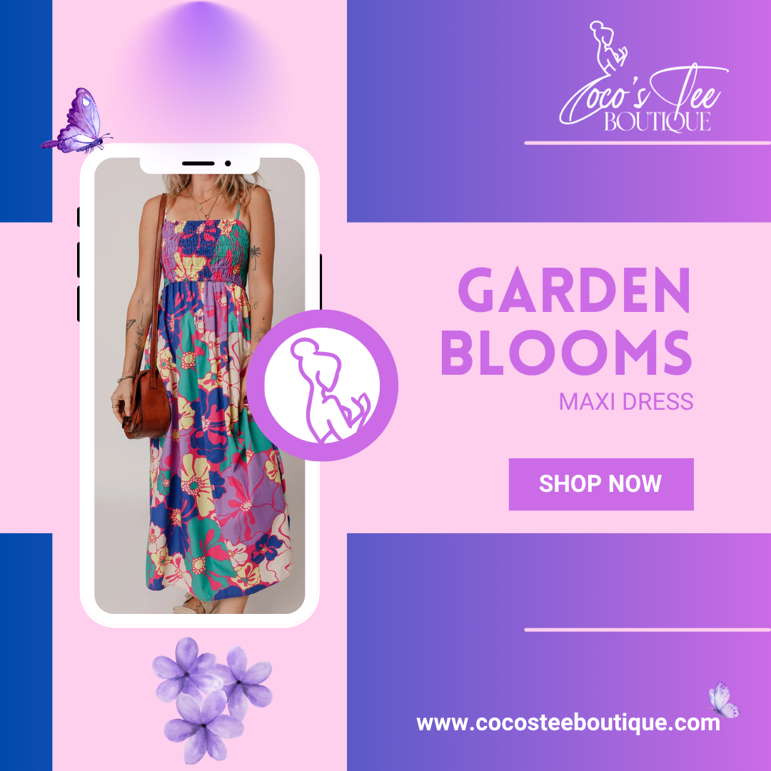 Good Vibes & Garden Blooms Maxi Dress Coco’s Tee Boutique