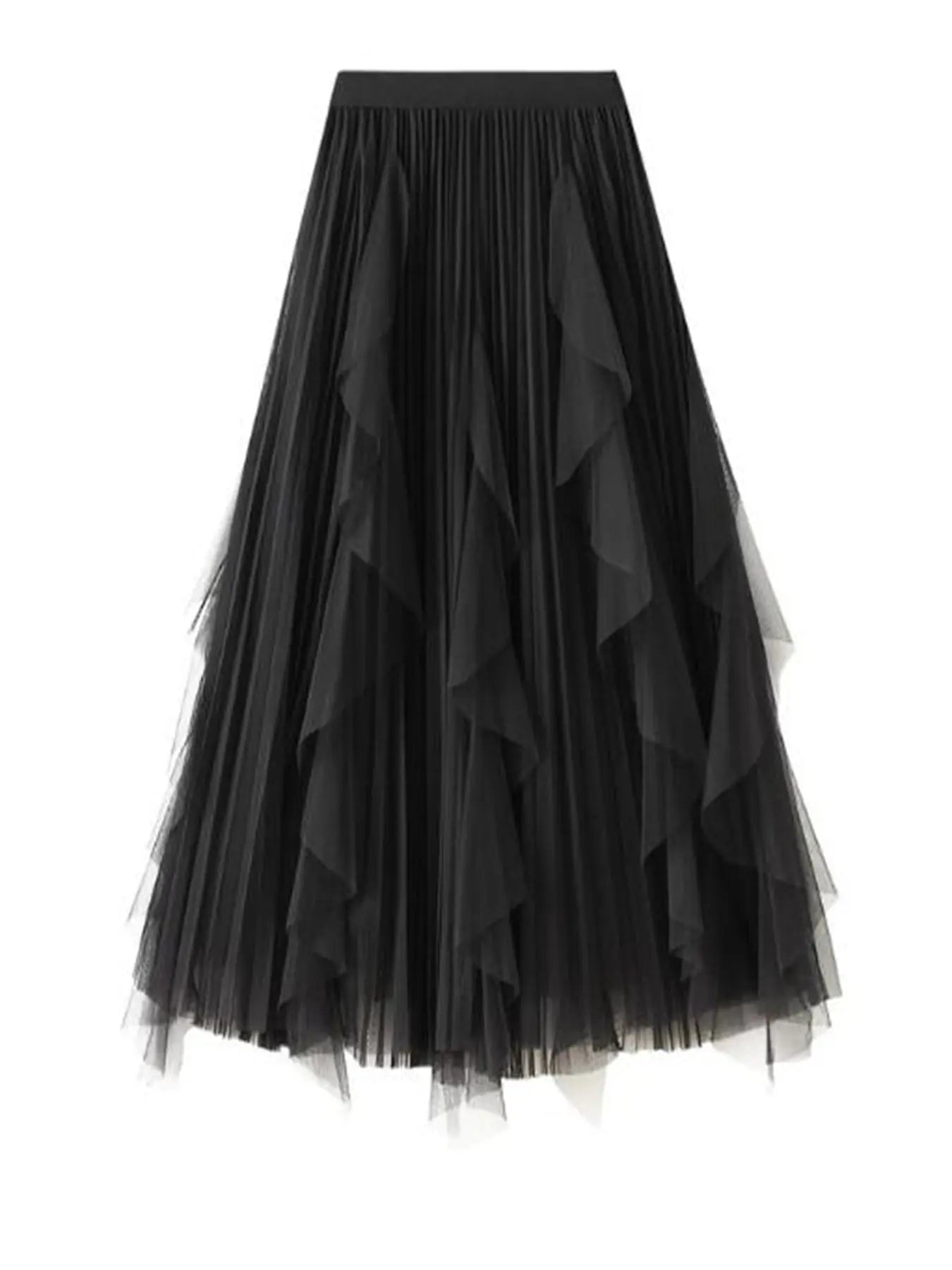 Pleated Chiffon Midi Skirt Lightweight Elegant Multi Layered Design Miss Sparkling