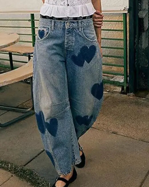 Denim Jeans With Graphic Motifs And Relaxed Straight Fit Miss Sparkling