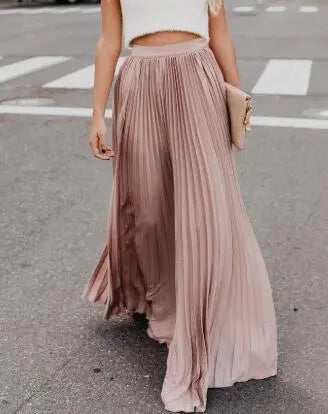 High Waisted Pleated Maxi Skirt With Flowing Silhouette And Lightweight Fabric Miss Sparkling