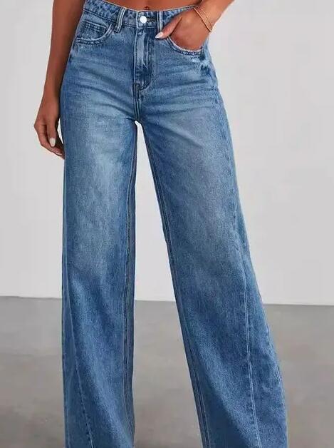 High Waisted Denim Wide Leg Jeans Miss Sparkling