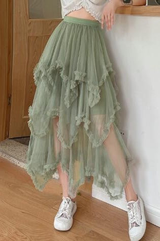 Layered Mesh High Waist Skirt Miss Sparkling