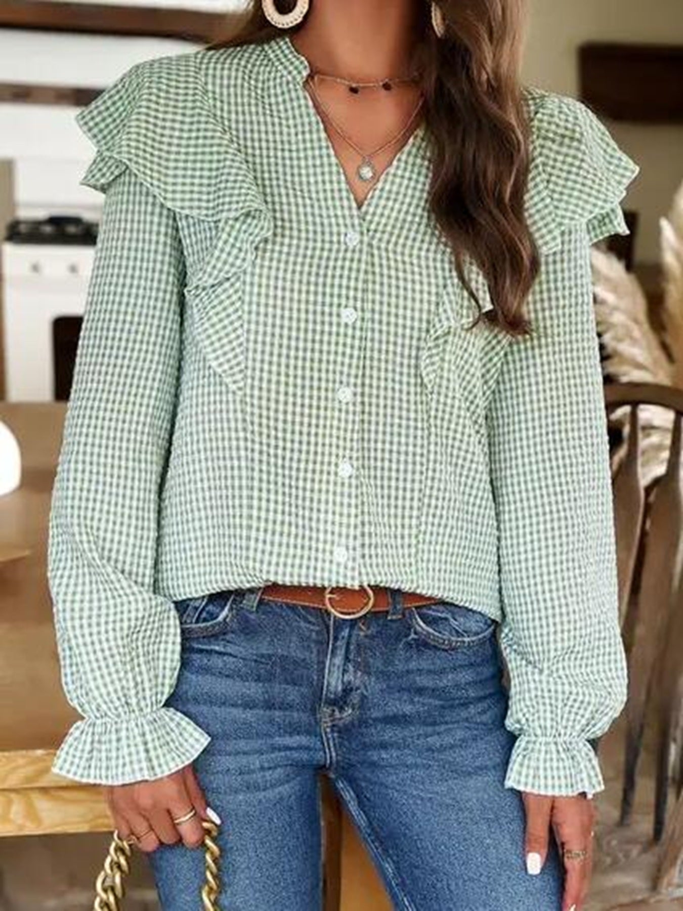 Plaid long sleeve top Miss Sparkling