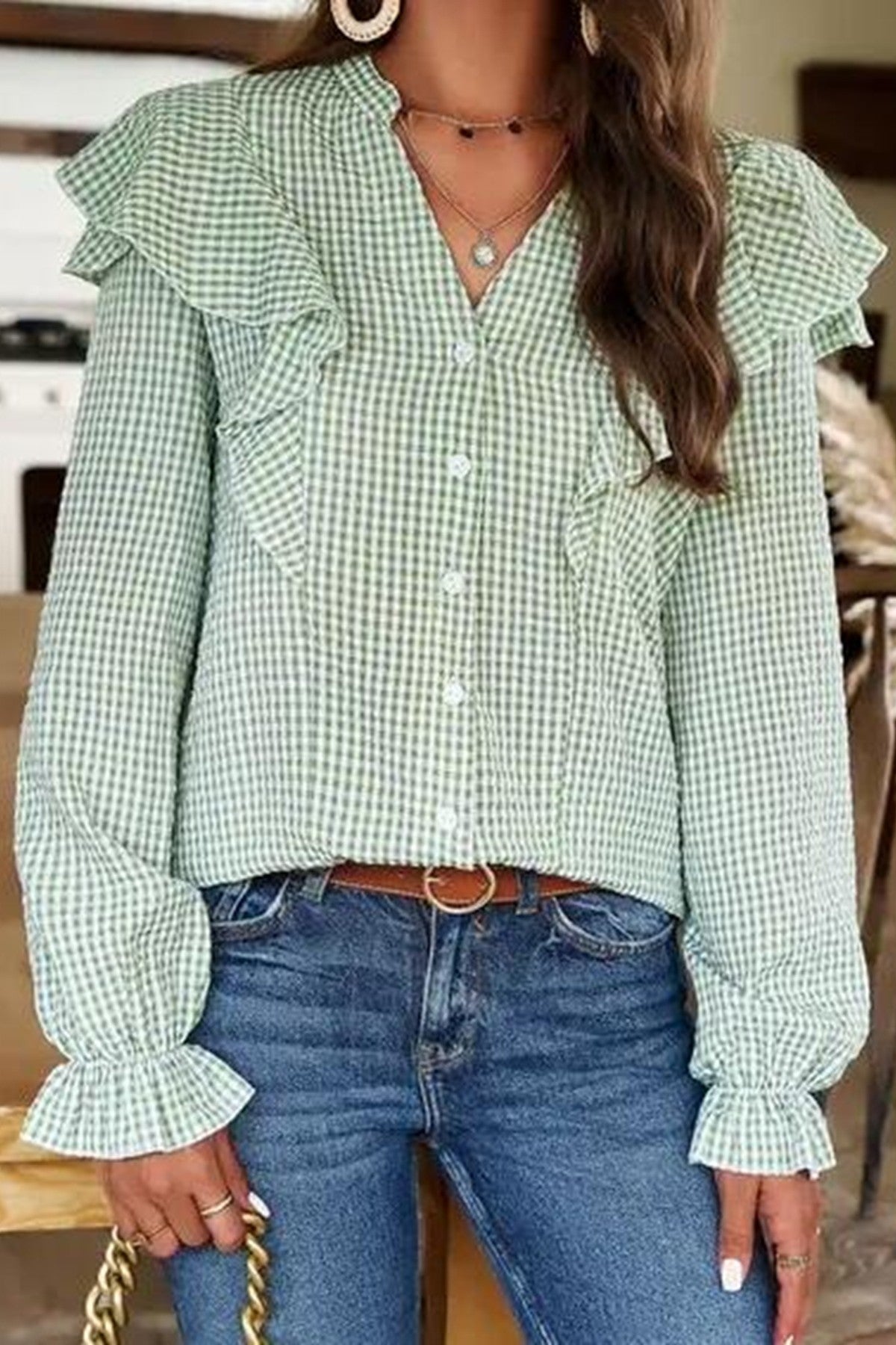 Plaid long sleeve top Miss Sparkling