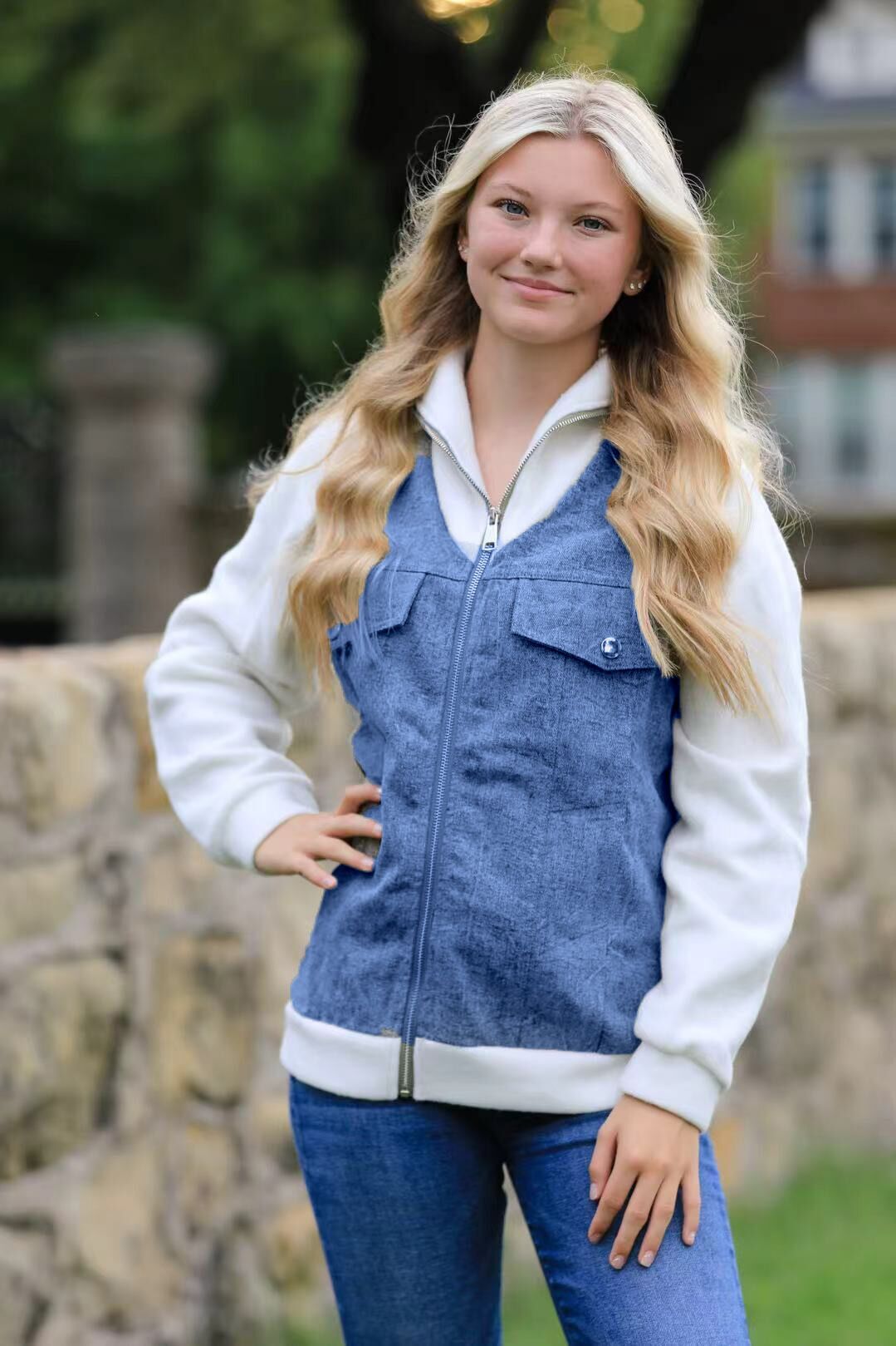 Zip up denim jacket Miss Sparkling