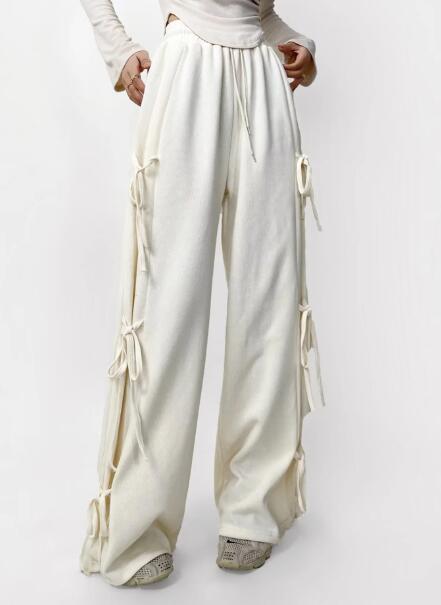 Side tie ribbon bows sweat pants Miss Sparkling